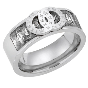 Product Δαχτυλίδι Γυναικείο SENZA Με Λευκές Πέτρες από Ατσάλι base image